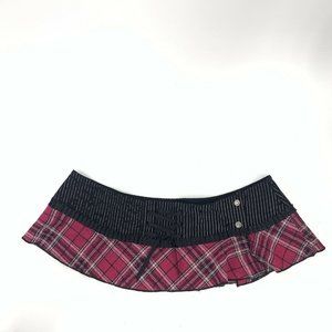 Serious Clothing LA City of Rockers size XL Pink/Black Plaid Hip Hugger Skirt